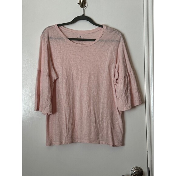 Velvet by Graham & Spencer Blush Pink Tilly Ruffle Sleeve Tee Size L - Picture 3 of 6